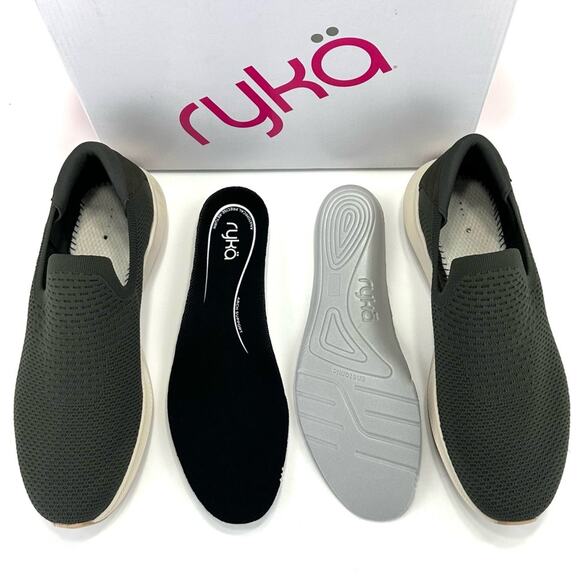 Ryka Fling Green Women Sneaker Size 12 Knit Casual Slip-On Anatomical Insole New - Picture 8 of 13